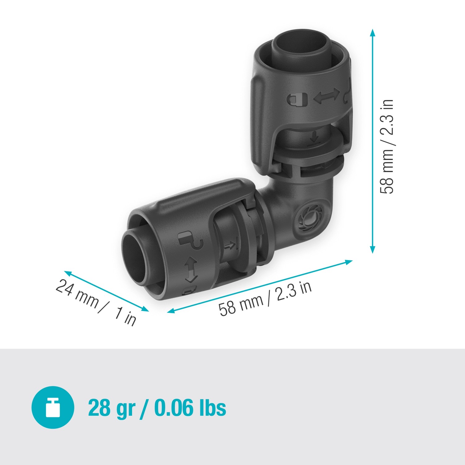 Gardena L-Stück 13 mm für Micro-Drip-System, 2er-Set zur Richtungsänderung von Rohren.