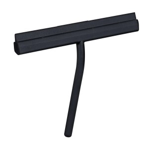 Schwarzer Wenko Bad- und Duschabzieher Agana, 25 cm, für streifenfreie Oberflächen.