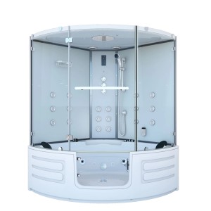 AquaVapore Dampfdusche mit Whirlpool und Duschkabine, 150x150cm, weiße Rückwände.