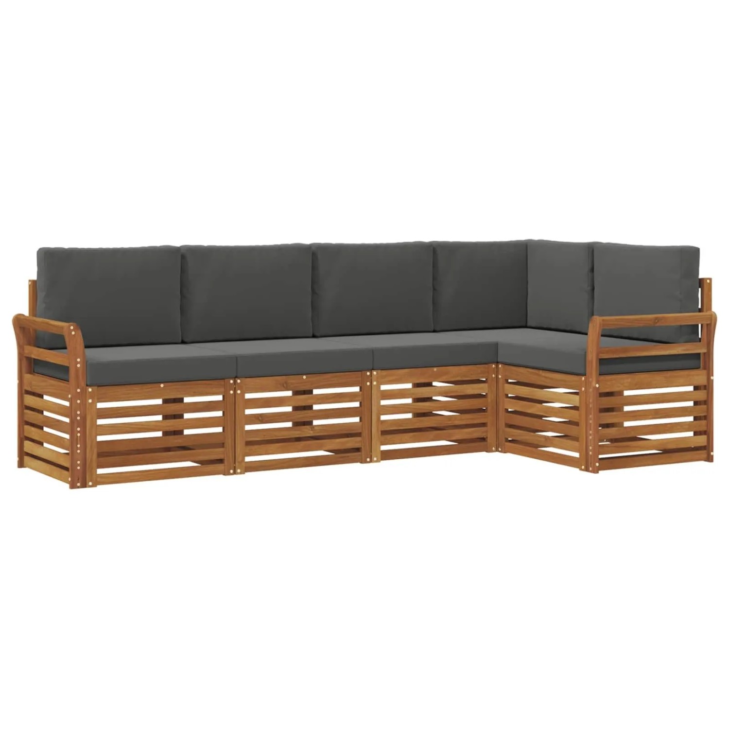 vidaXL Sofagarnituren 5 Tlg Natur und Anthrazit Massivholz Akazie 3374812