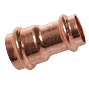 Kirchhoff CU-Reduzier-Doppelmuffe, 28 mm x 22 mm, aus Kupfer für Pressfittings.