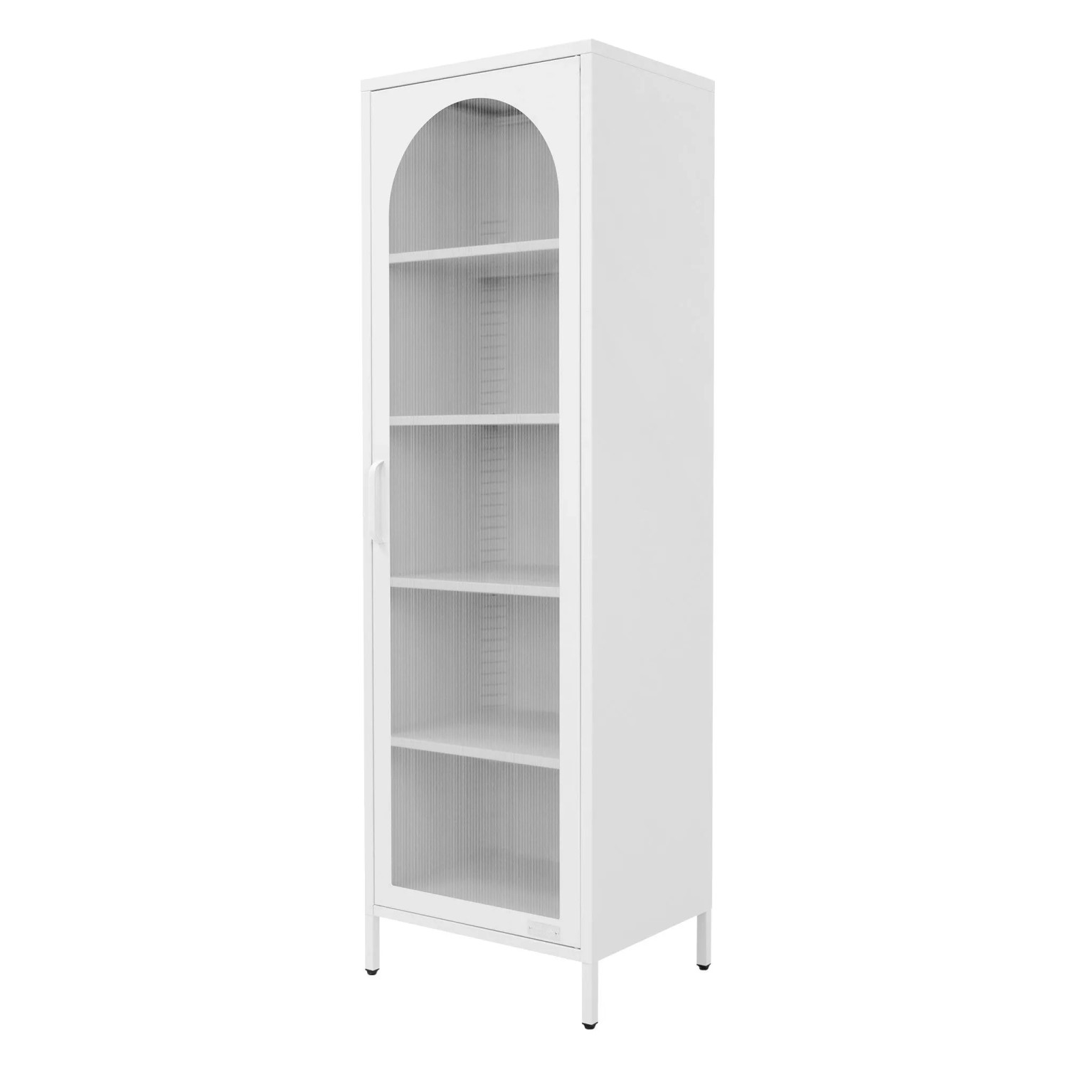 ML-Design Vitrinenschrank 45x145x35 cm Weiß aus Stahl mit 5 Ablagen