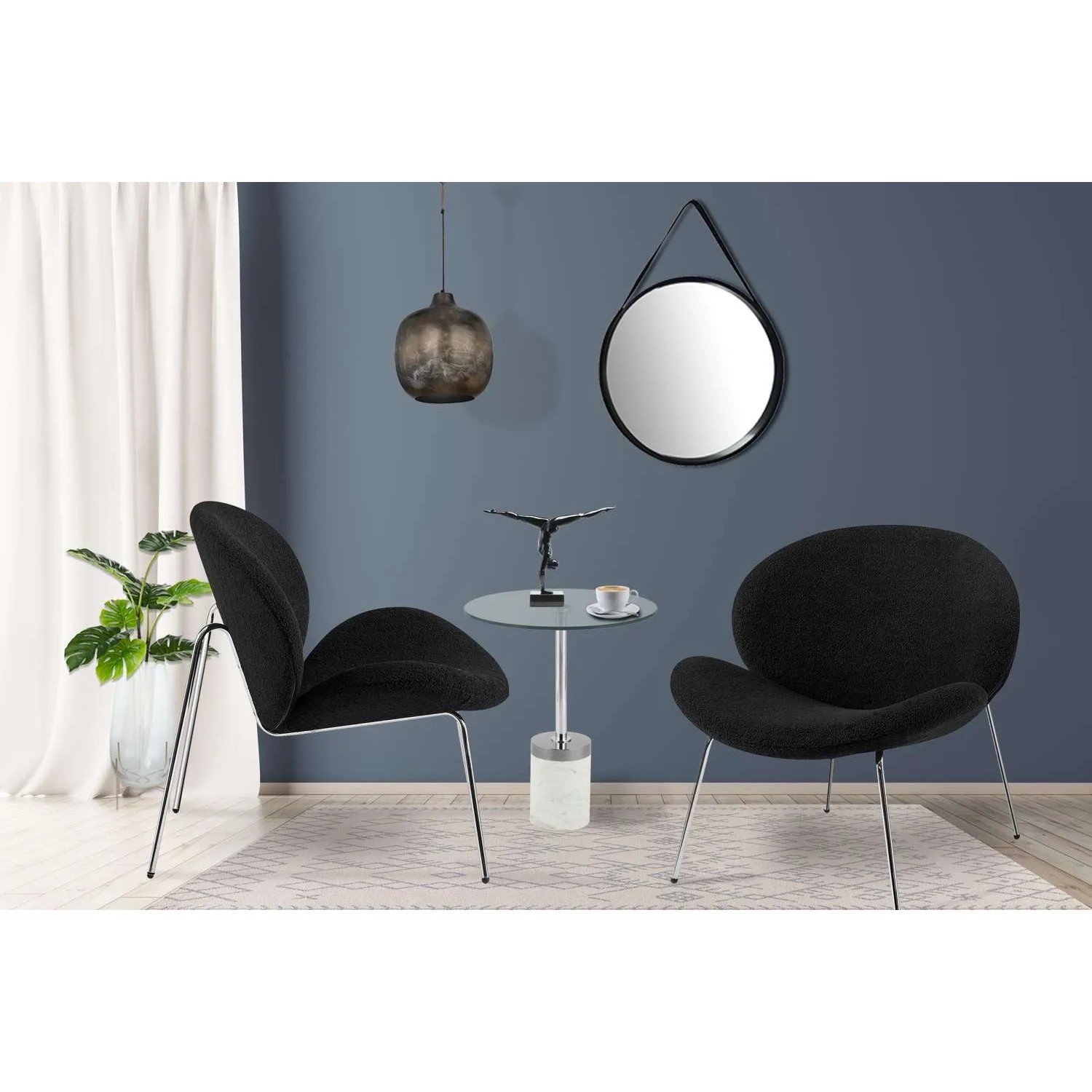 MeGusta Moderner Stuhl Lounge-Stuhl 2er-Set Schwarz Polsterstuhl  