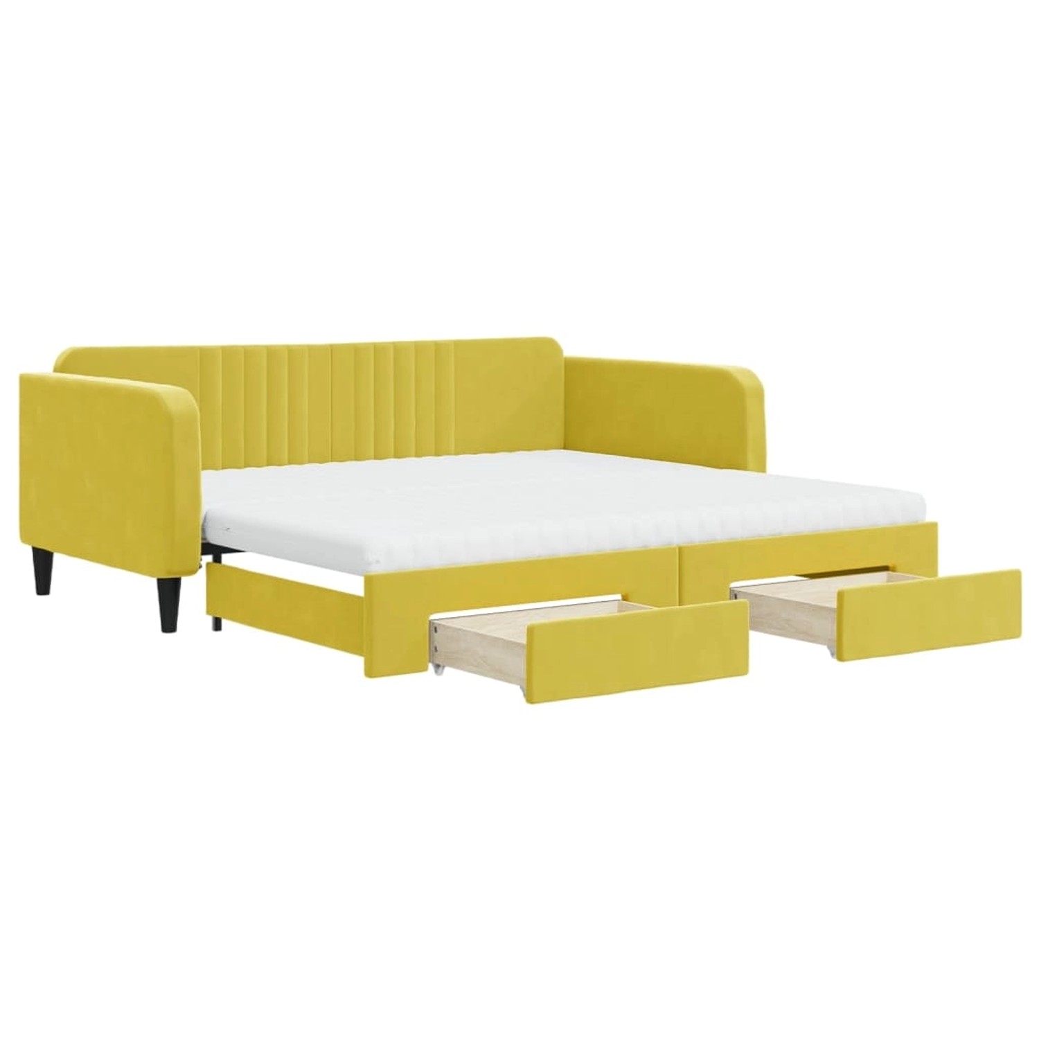 vidaXL Tagesbett Ausziehbar mit Schubladen Gelb 100x200 cm Samt 3197147 günstig online kaufen