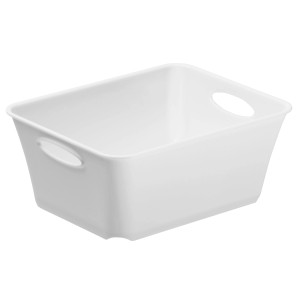 Weiße Rotho Living Box Porcelain, 0,5 l, Aufbewahrungsbox mit Griffen, stapelbar.