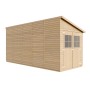 Timbela Anbau-Gartenhaus aus Holz, 10 m² mit Doppeltür und Fenster.