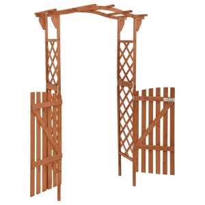 Holz Pergola mit Tor, 116x40x204 cm, aus Tannenholz, ideal als Rankhilfe im Garten.