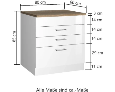 Held Möbel Kochfeldumbauschrank Mailand 80 cm Hochglanz Weiß/Weiß kaufen  bei OBI
