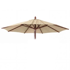 Cremefarbener runder Ersatz-Sonnenschirmbezug aus Polyester, Ø4m, für Holz-Sonnenschirm.