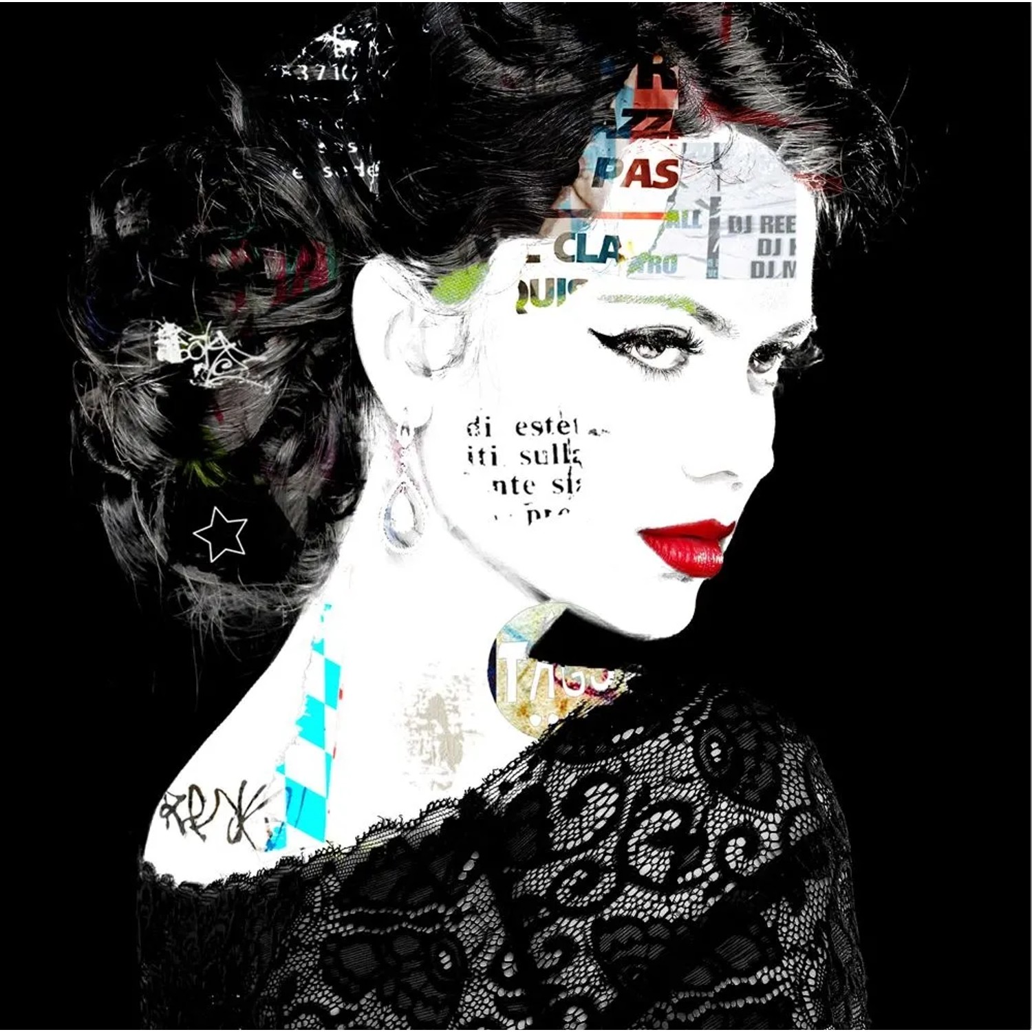 Art Universe Glasbilder Street Art Glamour Girl 80 x 80 cm