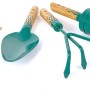 Hape Gartenwerkzeug-Set, 6-teilig, braun-grün: Gießkanne, Schaufel, Rechen, Pflanzenschilder, Spaten.