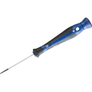 LUX Präzisions-Schraubendreher Comfort, 2,0 mm, mit blau-schwarzem Griff und Aufhängeloch.
