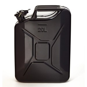 Schwarzer 20L Metall Kraftstoffkanister mit Ausgießer, TÜV-geprüft, ideal für Benzin, Diesel & E10.
