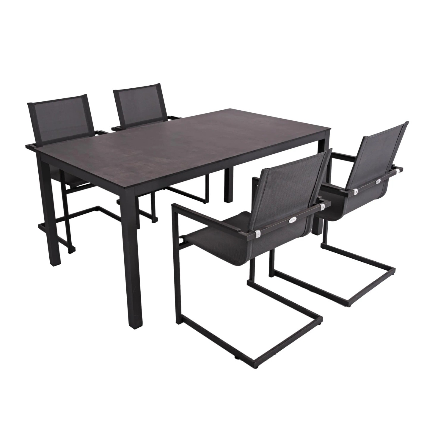 DELUKE Garten-Sitzgruppe DENIZ 5-tlg. Kunststoff Anthrazit Gartenmöbel-Set Gartengarnitur Garten-Essgruppe Stühle Esstis...