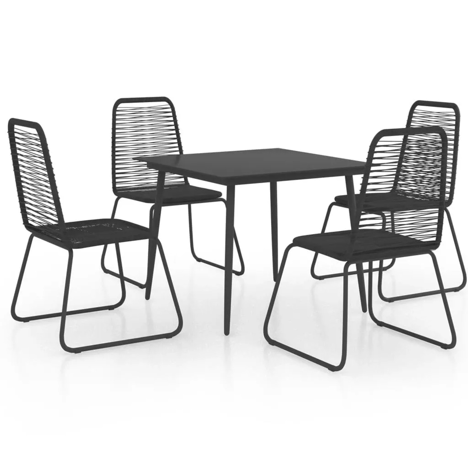 Furnicato Garten Essgruppe Schwarz 80 X 80 X 74 Cm Tisch 54 X 59 X 91 Cm Stühle
