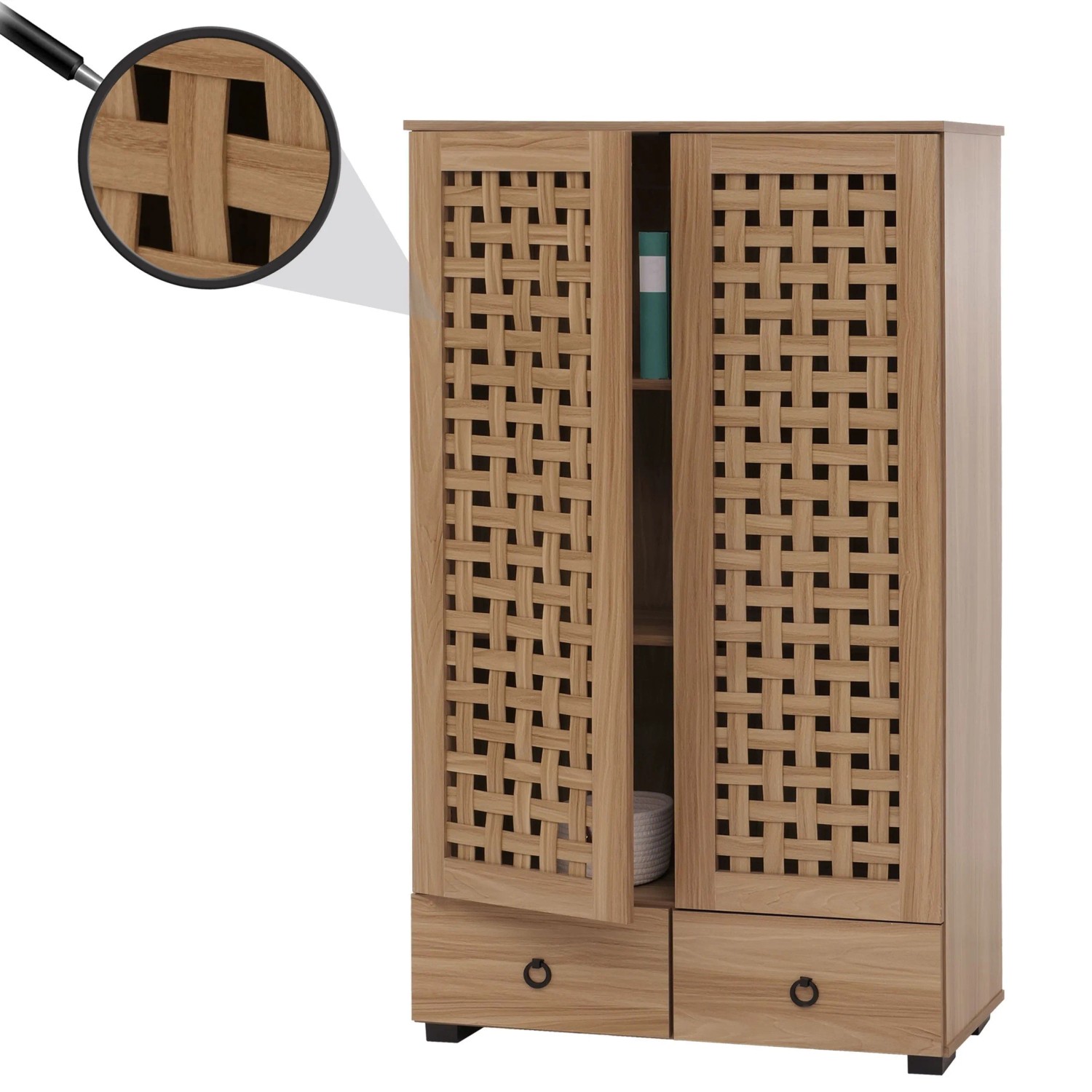 MCW Schrank N87 3D-Flecht-Design Soft-Close 138x80x36cm Braun_3