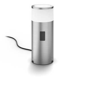 Philips Hue Calla LED-Sockelleuchte, Edelstahl, White & Color Ambiance, für den Außenbereich.