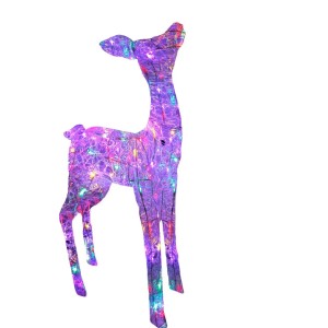 Lex XL LED Acryl Hirschkuh Weihnachtsfigur 104cm Beleuchtet Weihnachtsdeko Außen & Innen Multicolor