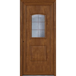 Roro Haustür OKE 1101, Kunststoff, Weiß-Golden Oak, mit Glaseinsatz