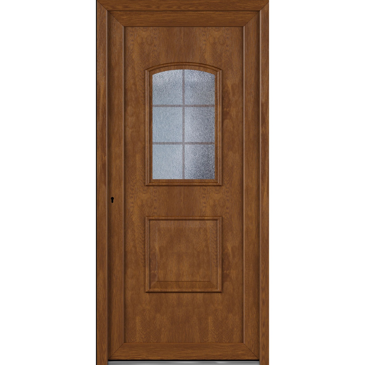 Roro Haustür OKE 1101 Kunststoff Weiß-Golden Oak 100 cm x 210 cm DIN L günstig online kaufen