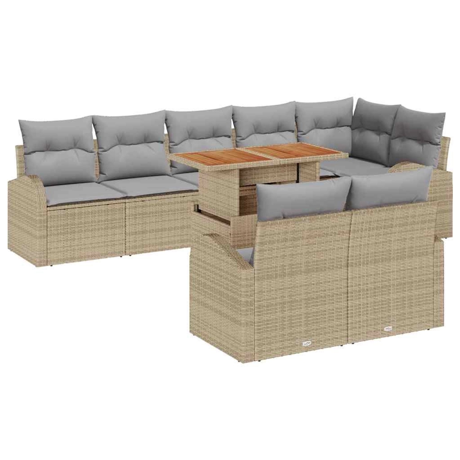 vidaXL Garten-Sofa-Set mit Speicher 9-Tlg Beige Poly Rattan 3358338 günstig online kaufen