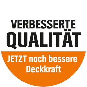 Verbesserte Qualität und Deckkraft der OBI Gipskartonfarbe 2in1 Weiß Matt.