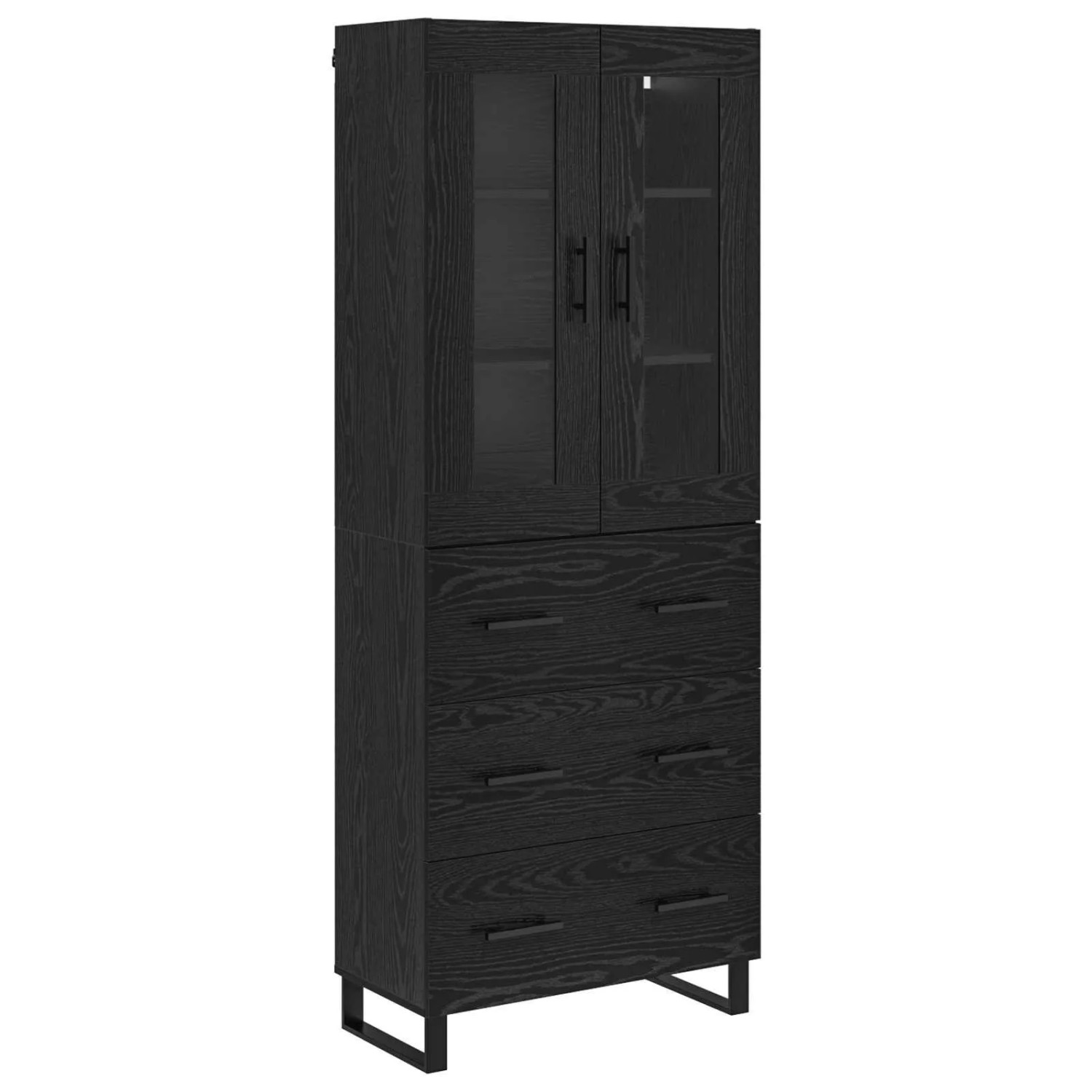 vidaXL Highboard 2-Tlg Schwarz Eichen-Optik Engineered Wood und Glas 341622 günstig online kaufen