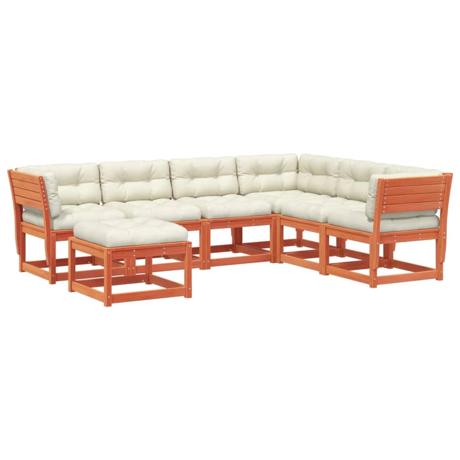 vidaXL 7tlg Garten-Lounge-Set mit Kissen Wachsbraun Massivholz Kiefer Modell 1