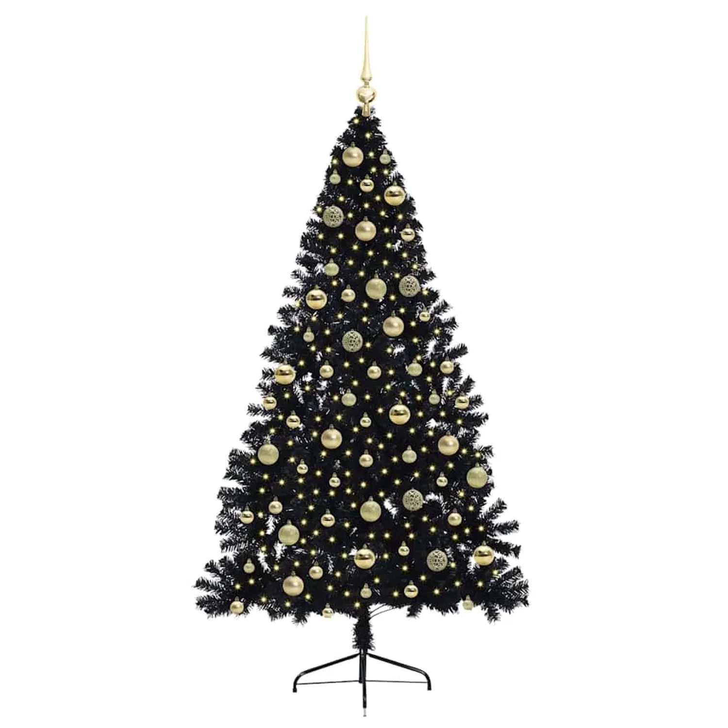 vidaXL Künstlicher Vorbeleuchteter Weihnachtsbaum Schwarz 210 cm PVC 3397158