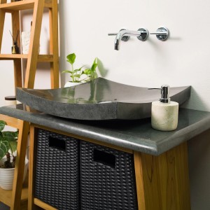 Wohnfreuden Andesit Waschbecken Zen 50 cm Schwarz