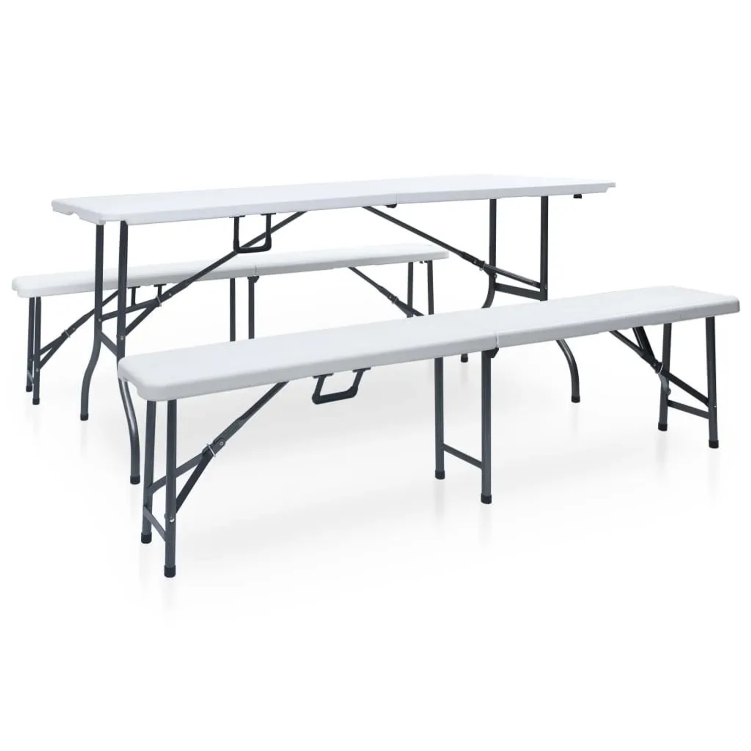 Furnicato Klappbares Gartentisch Und Bank Set 180 Cm Weiß Schwarz