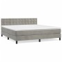 Hellgraues vidaXL Boxspringbett 160x200 cm mit Samtbezug, Matratze und Kopfteil.