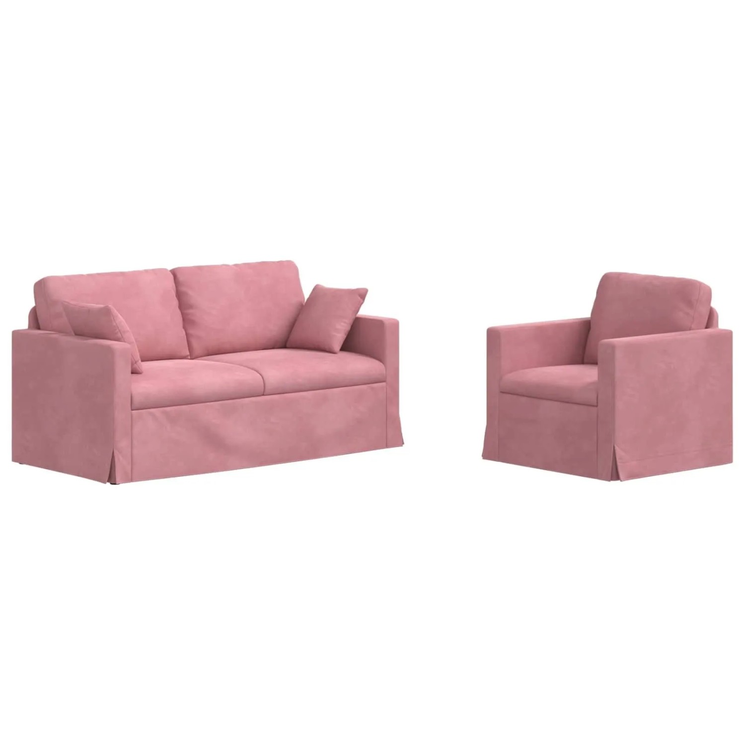 vidaXL Sofa 2-Tlg Rosa 158 x 78 x 80 cm Samt 3407555