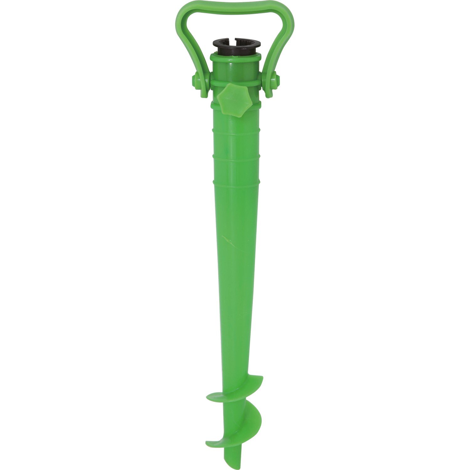 Grüner Schirmständer Chacas, versenkbarer Erdanker für Sonnenschirme bis 25mm Stockdurchmesser.