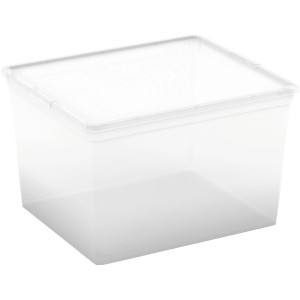Transparente Aufbewahrungsbox C Cube mit Deckel, ideal zum Verstauen und Stapeln.