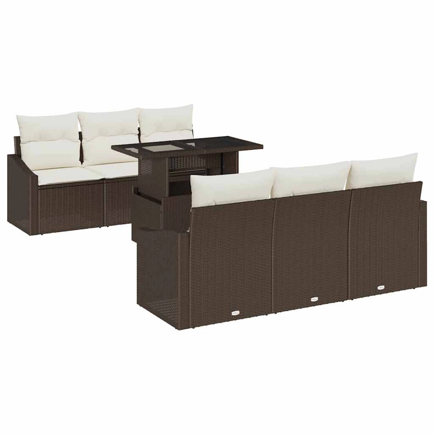 vidaXL 7-Teiliges Garten-Sofa-Set mit Kissen Braunes Poly Rattan 3357661 günstig online kaufen
