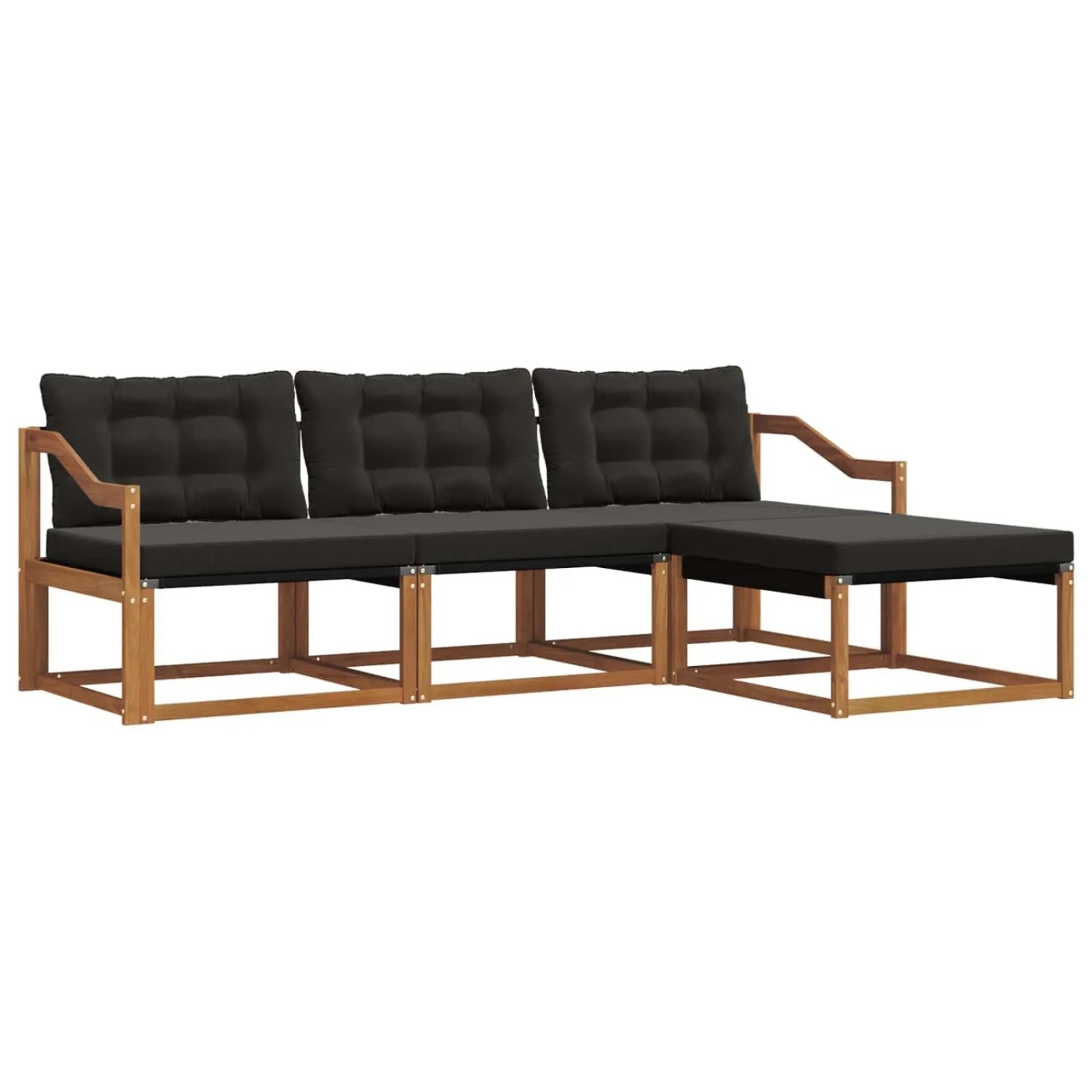 vidaXL Outdoor-Sofagarnitur mit Kissen 4-Tlg Natur und Schwarz 3369347