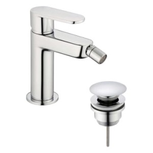 Chrom Bidetarmatur mit Einhebelmischer und Pop-Up Ablaufventil.