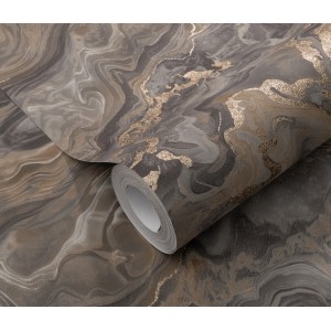 Erismann Vliestapete Elle Decoration 4 Mystic Spell Taupe mit Marmor- und Glitzereffekt.