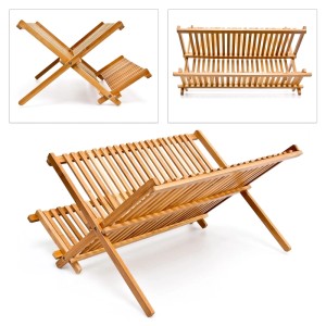 Relaxdays Abtropfgestell Bambus Natur Faltbar 24,5 cm x 42 cm x 33 cm 0,7 kg