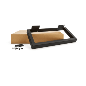 HEVVA Möbelbein GRAZ, 15 cm hoch, 35 cm tief, schwarz, mit Schrauben und Anti-Rutsch-Pads.