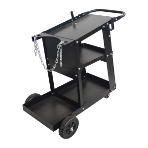 Relaxdays Schweißwagen Stahl Schwarz mit 3 Ebenen 83 cm x 37 cm x 70 cm