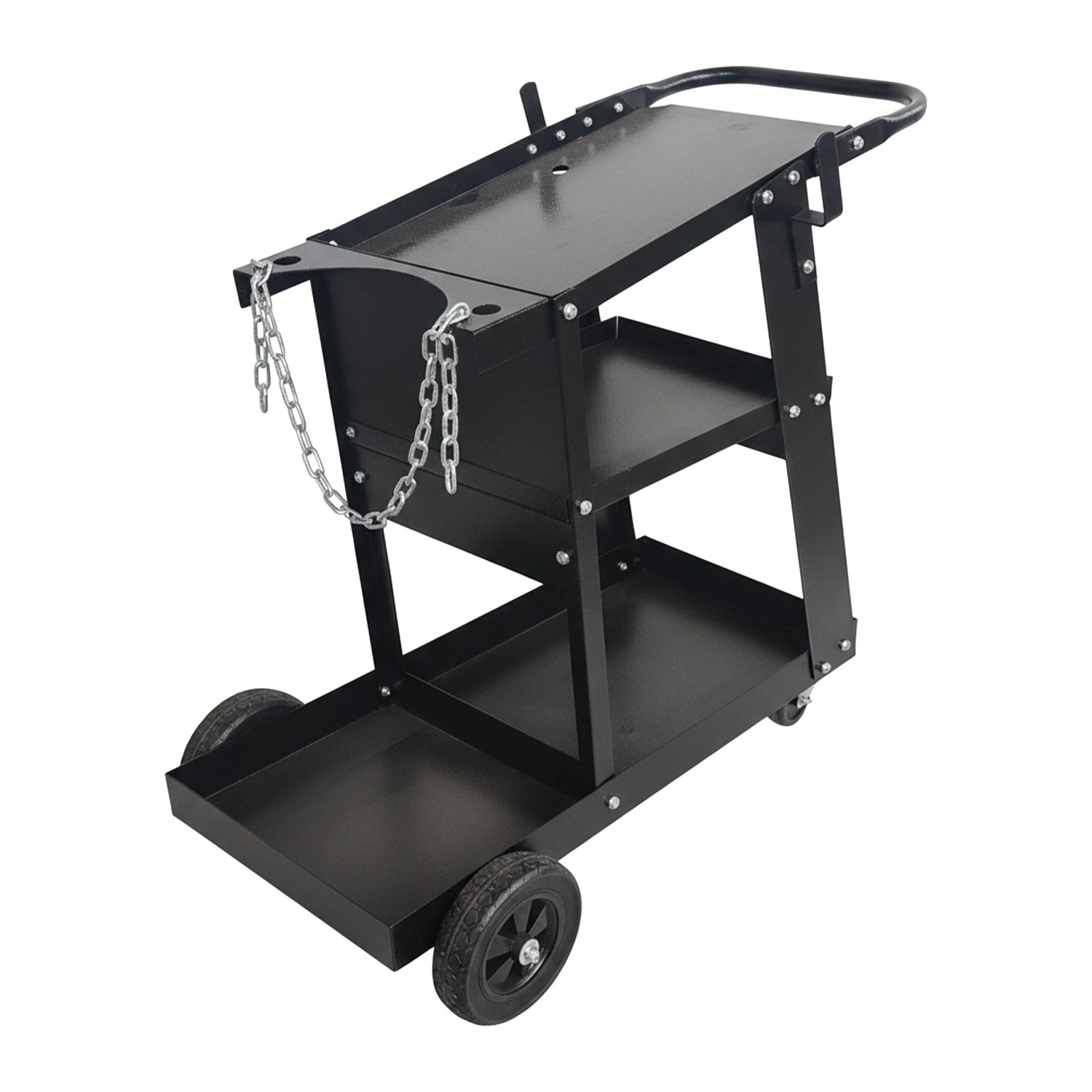 Relaxdays Schweißwagen Stahl Schwarz mit 3 Ebenen 83 cm x 37 cm x 70 cm