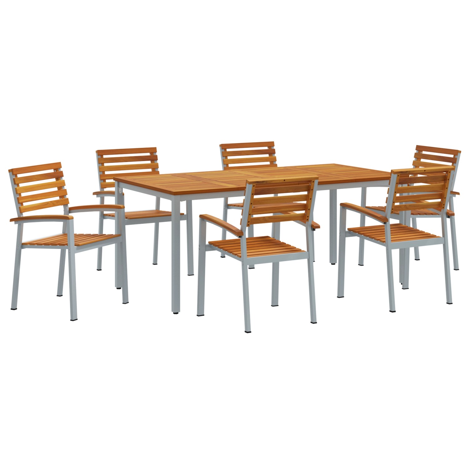 vidaXL 7-Teiliges Gartentisch-Set aus Massivem Akazienholz und Metall 32844 günstig online kaufen