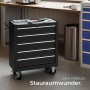 Schwarzer Tectake Werkzeugwagen mit 5 Schubladen, Antirutschmatten und Rollen.