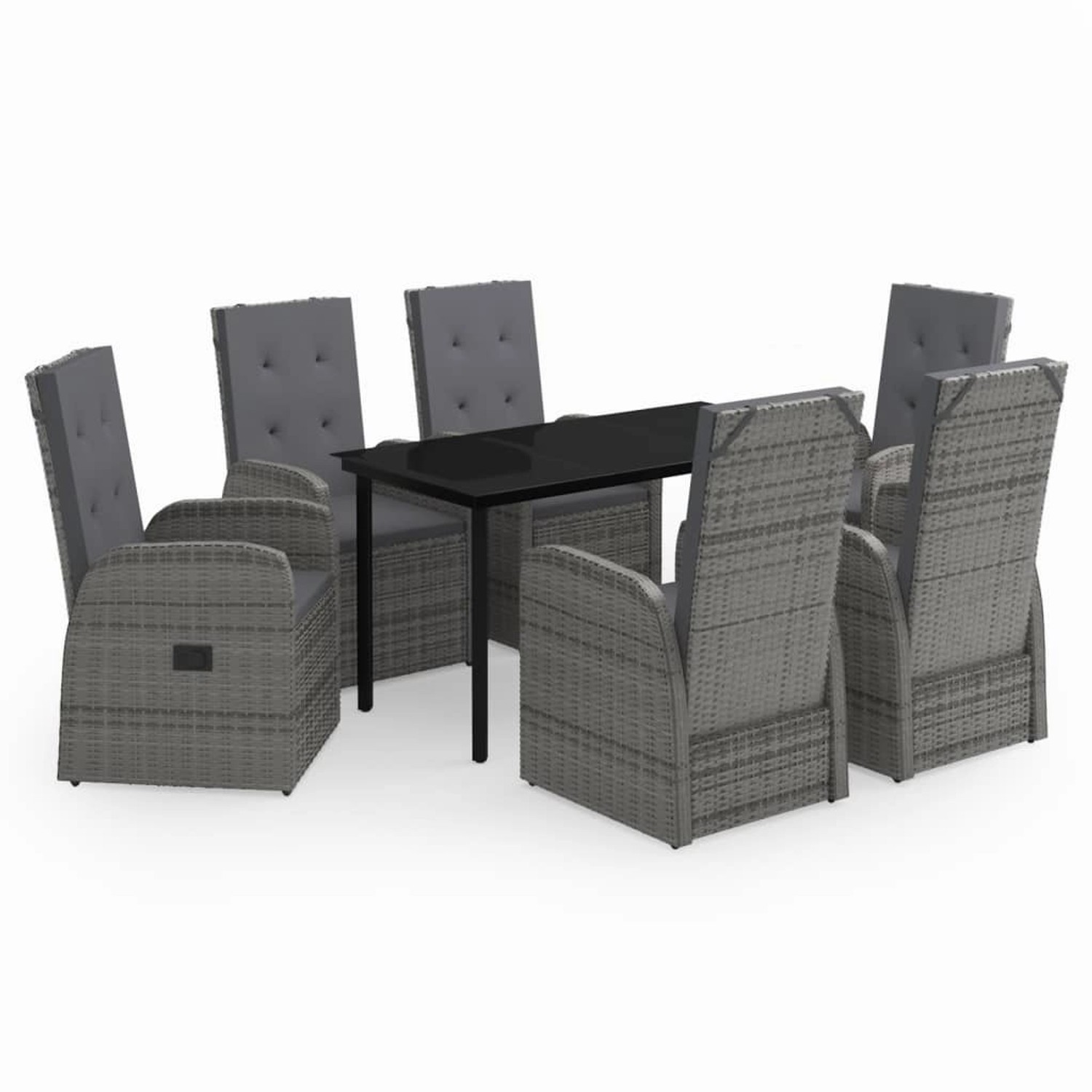 vidaXL 7-Tlg Garten-Essgruppe mit Kissen Grau 3099476