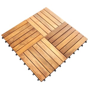 Quadrat aus Akazienholz Klickfliesen von Monstershop, ideal für Balkon und Terrasse.