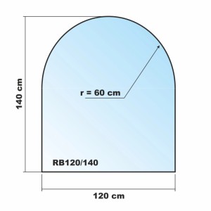 ECOfoxx Funkenschutzplatte Glasbodenplatte Rundbogen 120x140cm Schwarz