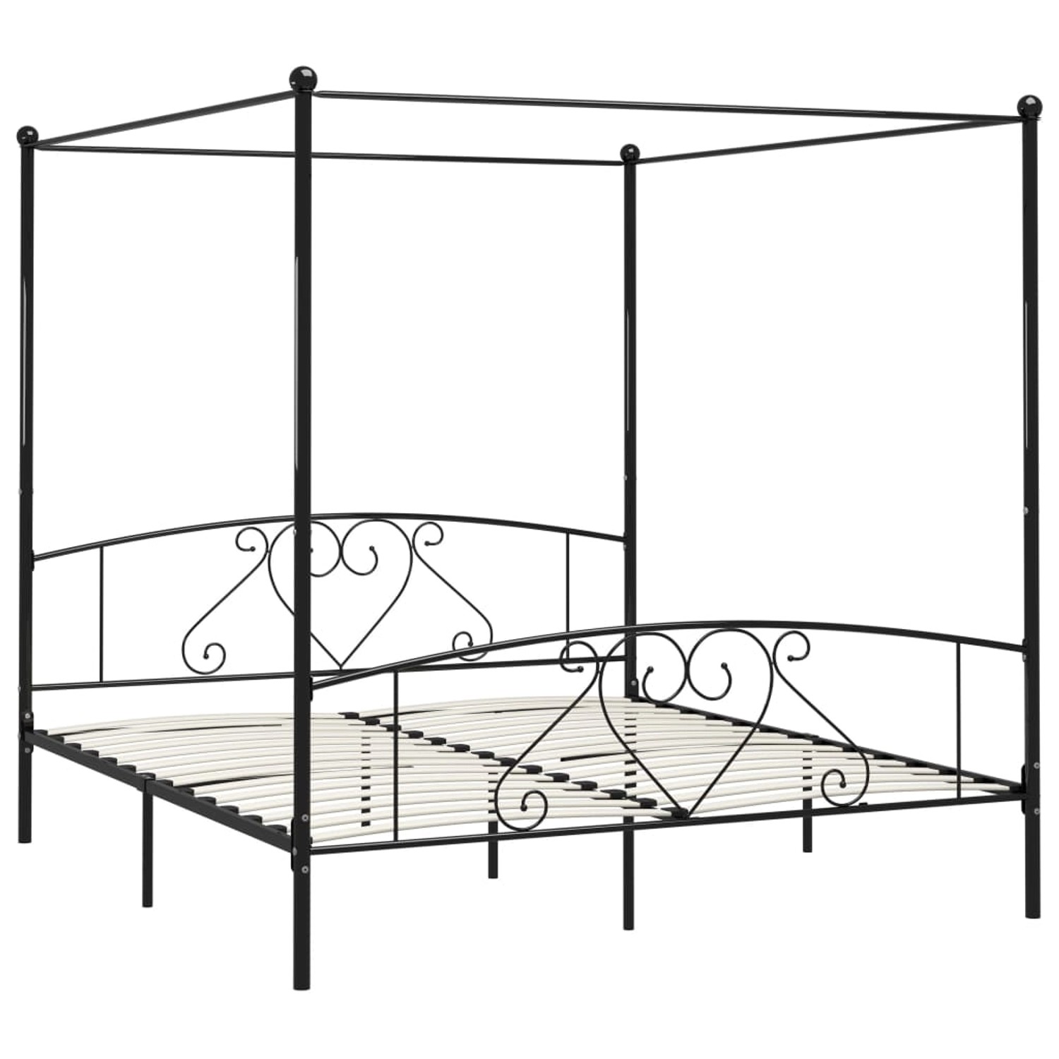 Himmelbett-gestell Schwarz Metall 200 X 200 Cm günstig online kaufen