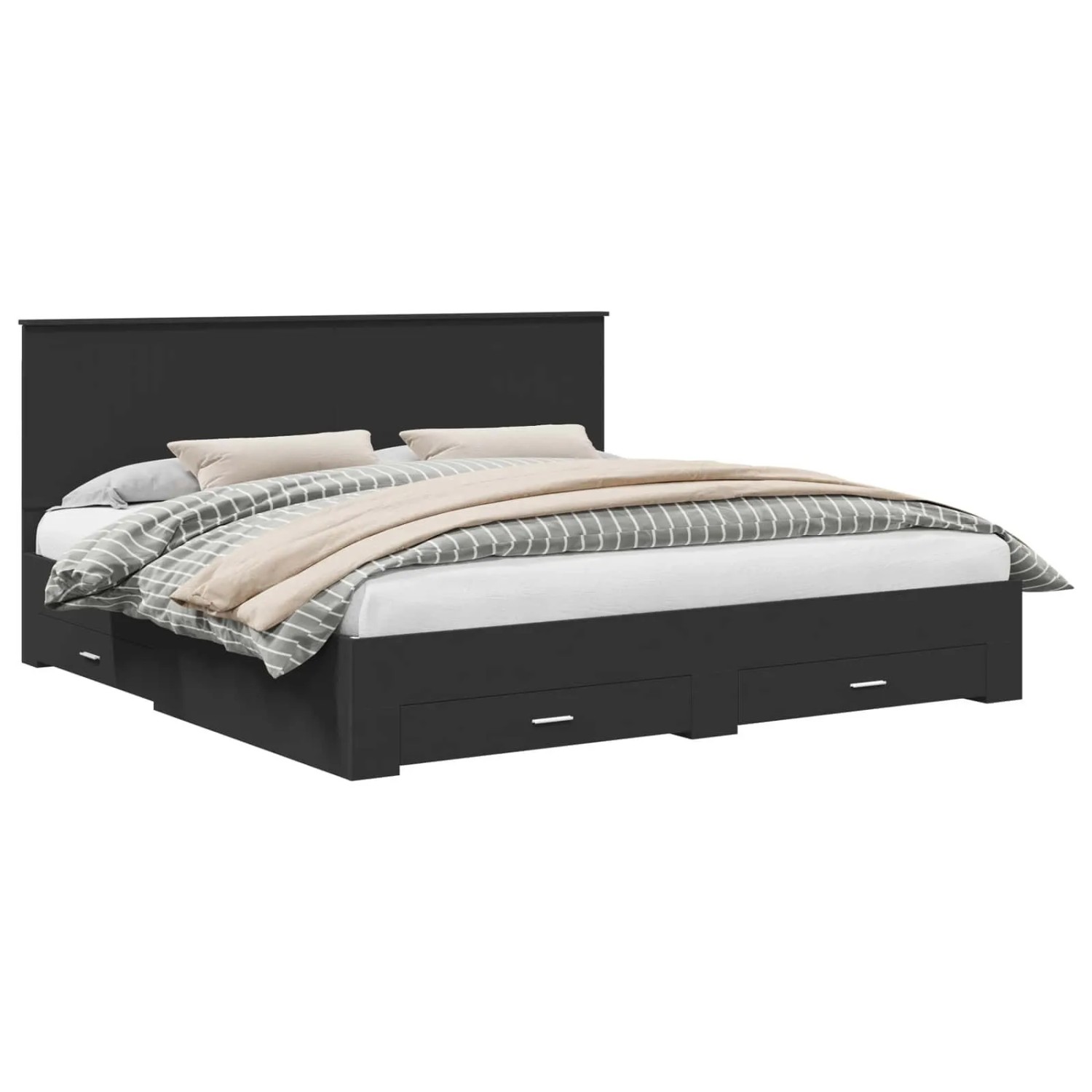 vidaXL Bettrahmen Schwarz und Silber 200 x 200 cm Holzwerkstoff 3411265